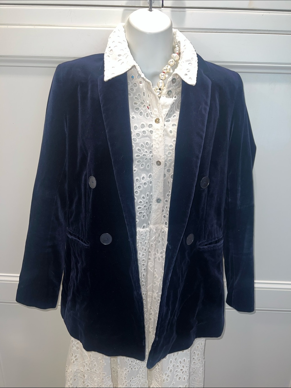 Sandro Velvet Double-Breasted Blazer Jacket - Women
